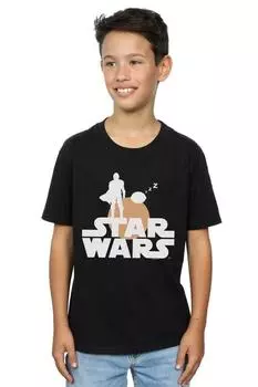 Футболка с силуэтом «Мандалорец Мандо и ребенок» Star Wars, черный