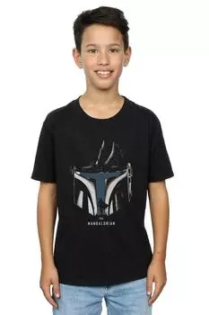 Футболка с силуэтом мандалорского шлема Star Wars, черный