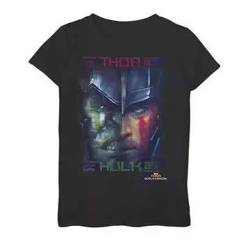 Футболка с симметричным рисунком лицом к лицу для девочек 7–16 лет Marvel Thor Ragnarok Hulk Marvel