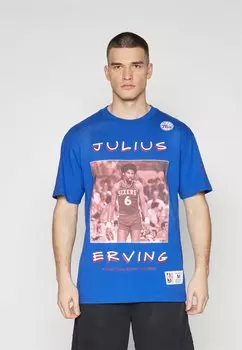 Футболка с символикой NBA PHILADELPHIA 76ERS HEAVYWEIGHT PREMIUM PLAYER TEE VINTAGE LOGO JULIUS ERVING Mitchell & Ness, цвет royal