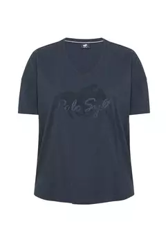 Футболка с символом этикетки и надписью POLO SYLT, цвет 19-4010 Total Eclipse