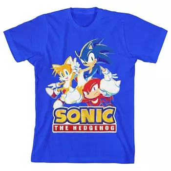 Футболка с современным рисунком Sonic the Hedgehog для мальчиков 8–20 лет Licensed Character, синий