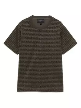 Футболка с сплошным флокированным логотипом Emporio Armani Kids, зеленый