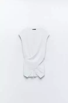 Футболка с старинным узором спереди Zara, белый