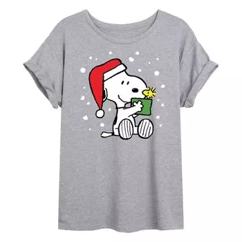 Футболка с струящимся графическим рисунком Juniors' Peanuts Present Licensed Character