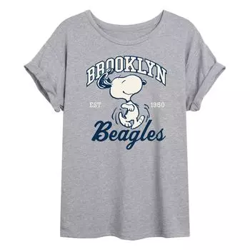 Футболка с струящимся графическим рисунком Peanuts Charlie Brown & Snoopy Brooklyn Beagles для юниоров Licensed Character
