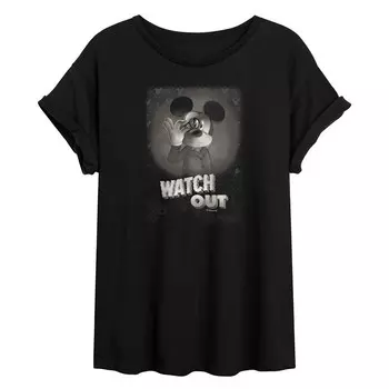 Футболка с струящимся рисунком Disney's Mickey Mouse Junior's Mickey Watch Out Licensed Character, черный