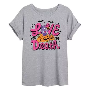 Футболка с струящимся рисунком и рисунком Care Bears Love You To Death для юниоров Licensed Character, серый