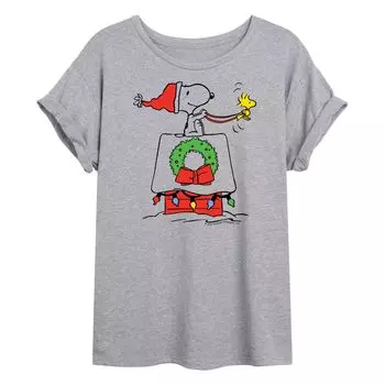 Футболка с струящимся рисунком и рисунком Peanuts Holiday для детей Juniors' Peanuts Holiday Licensed Character