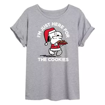 Футболка с струящимся рисунком и рисунком Peanuts Santa Cookies для детей Juniors' Peanuts Santa Cookies Licensed Character