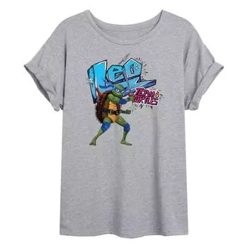 Футболка с струящимся рисунком Лео для подростков TMNT Teenage Mutant Ninja Turtles Mutant Mayhem Leo Licensed Character, серый