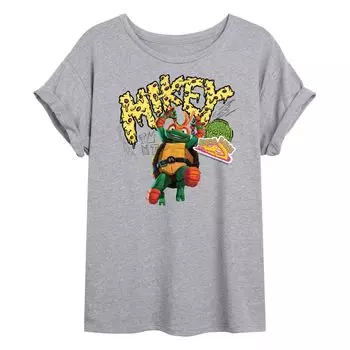 Футболка с струящимся рисунком Майки для юниоров TMNT Teenage Mutant Ninja Turtles Mutant Mayhem Mikey Licensed Character, серый