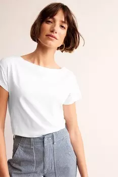 Футболка с супермягким вырезом лодочкой Boden, белый