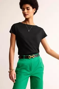 Футболка с супермягким вырезом лодочкой Boden, черный