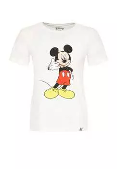 Футболка с телефоном Микки Мауса и милым принтом спереди Re:Covered, экрю