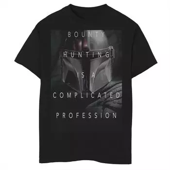 Футболка с темным плакатом и графическим рисунком для мальчиков 8–20 лет «Звездные войны, мандалорец, сложная профессия» Star Wars