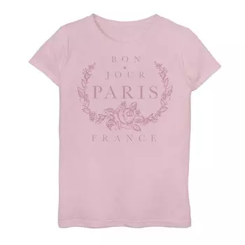 Футболка с текстом и графическим рисунком для девочек 7–16 лет Paris Couture Bonjour Licensed Character, розовый