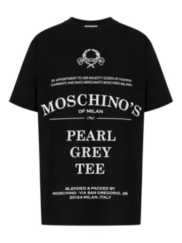 Футболка с текстовым принтом Moschino, черный
