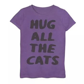 Футболка с текстовым рисунком Hug All The Cats Attitude для девочек 7–16 лет Licensed Character