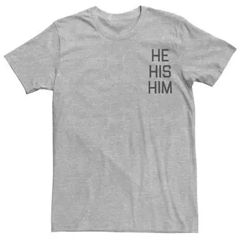 Футболка с текстовым сообщением He His Him Pride для взрослых Licensed Character