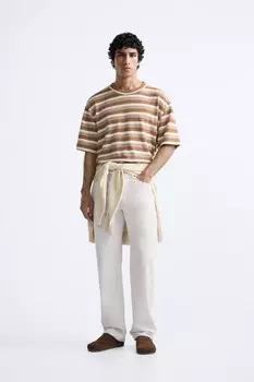 Футболка с текстурным рисунком в полоску ZARA, цвет stripes