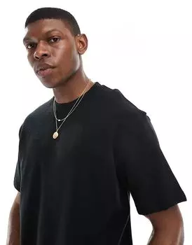 Футболка с текстурой «Осман» черного цвета Pull&Bear