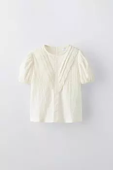 Футболка с текстурой pintack ZARA, белый
