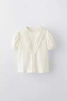Футболка с текстурой pintack ZARA, белый