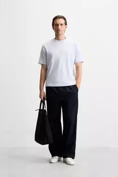 Футболка с текстурой в рустическом стиле ZARA, небесно-голубой