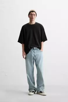 Футболка с текстурой ZARA, антрацитово-серый