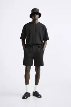 Футболка с текстурой ZARA, черный