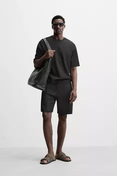 Футболка с текстурой ZARA, черный