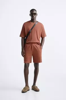 Футболка с текстурой ZARA, охра