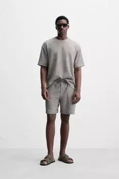 Футболка с текстурой ZARA, серый