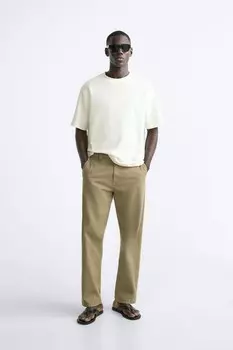 Футболка с текстурой ZARA, устрично-белый
