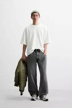 Футболка с текстурой ZARA, устрично-белый