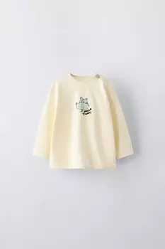 Футболка с тигром ZARA, светло-желтый