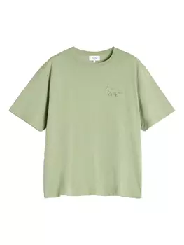 Футболка с тиснением в виде лисы Maison Kitsun, зеленый