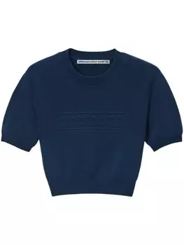 Футболка с тисненым логотипом Alexander Wang, синий