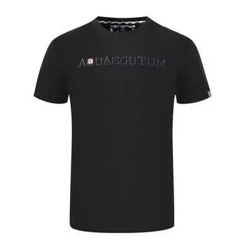 Футболка с тисненым логотипом бренда Aquascutum, черный