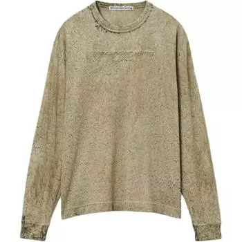 Футболка с тисненым логотипом в стиле тай-дай Alexander Wang, Moss Green