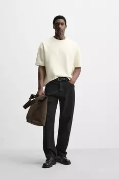 Футболка с тисненым принтом ZARA, устрично-белый