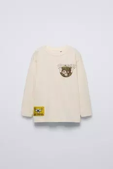 Футболка с тисненым рисунком gizmo gremlins ZARA, экрю