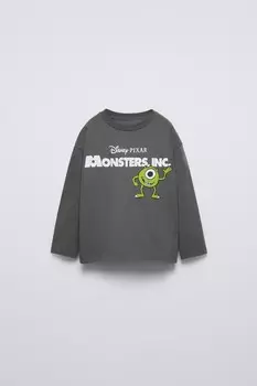 Футболка с тисненым рисунком майка и салли disney pixar ZARA, антрацитово-серый