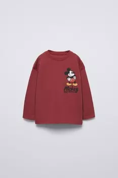 Футболка с тисненым рисунком микки маус и друзья disney ZARA, бордо