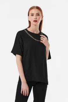Футболка с тканевым воротником-цепочкой Brmck Fullamoda, черный