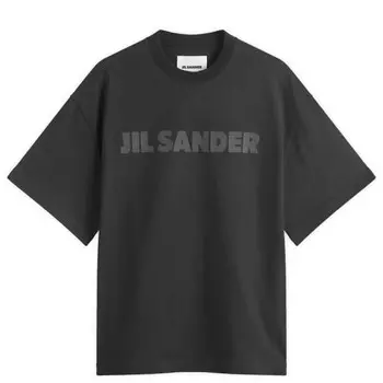 Футболка с тональным логотипом Jil Sander, черный