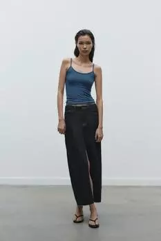 Футболка с тонким ремешком из полиамида ZARA, средне-синий