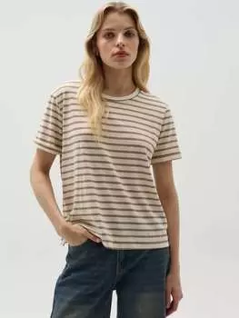 Футболка с тонкими полосками и люрексом Hybrid, цвет white/brown
