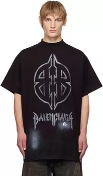 Футболка с трафаретом BB Black Metal Balenciaga